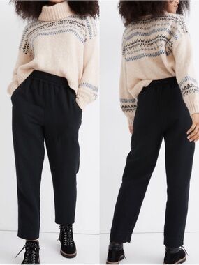 MADEWELL Waffleback Pull-On High-Rise Tapered Pants Crop Black Size Small
